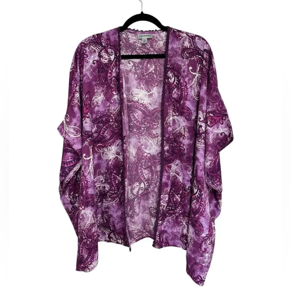 Catherine’s Purple Paisley Kimono Wrap - Size 2/3X Petite